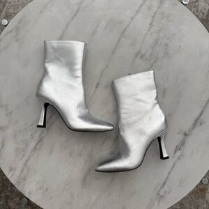 Metallic Silver Booties
